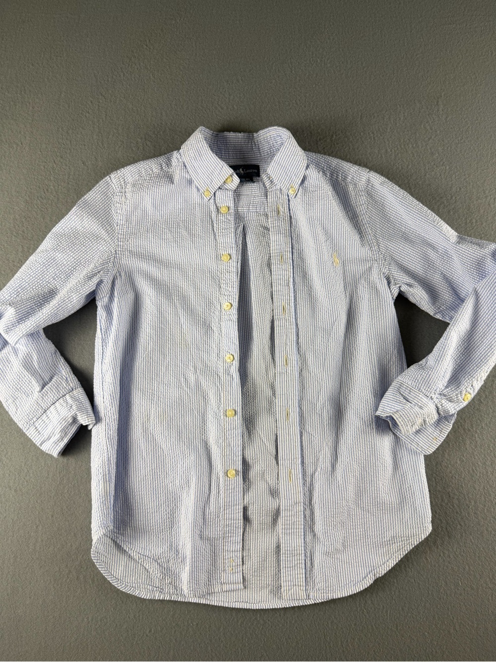 Ralph Lauren Blue & White Seersucker Button-Down Shirt